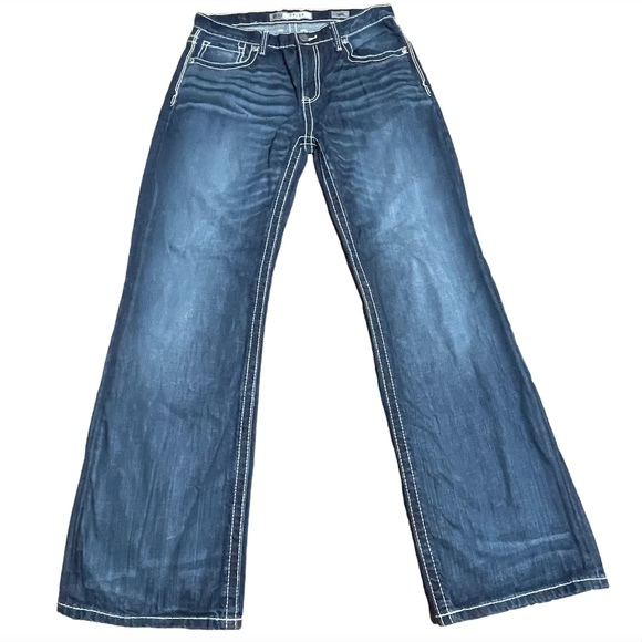 BKE Other - BKE Tyler Mens 33 R Straight Leg Blue Denim Jeans Distressed 33 x 33 Whisker